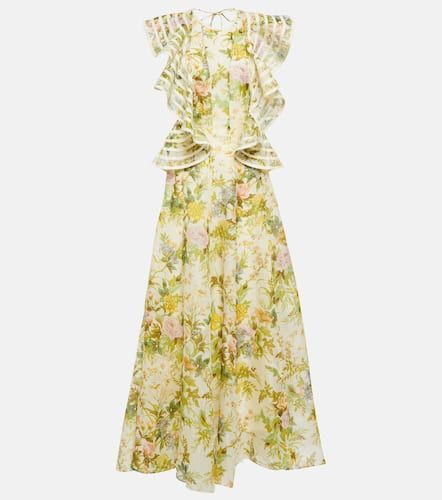 Robe midi Eden en lin et soie à fleurs - Alémais - Modalova