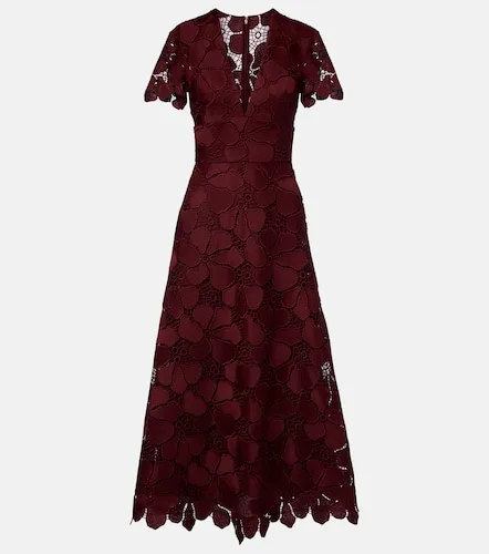 Robe longue dentelle de soie mélangée - Elie Saab - Modalova