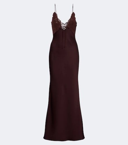 Robe longue Maeve en satin à dentelle - De La Vali - Modalova