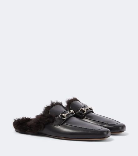Mules Horsebit en cuir et shearling - Gucci - Modalova