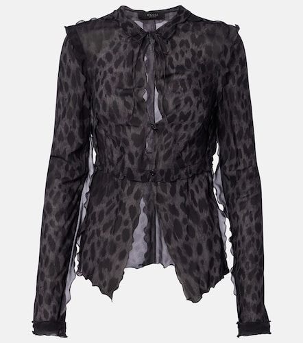 Chemise en soie mélangée à imprimé léopard - Gucci - Modalova