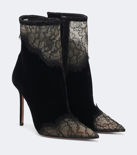 Bottines Meadow en velours et dentelle - Aquazzura - Modalova