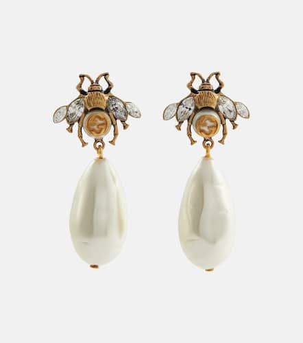 Boucles d'oreilles en laiton, cristaux et perles fantaisie - Gucci - Modalova