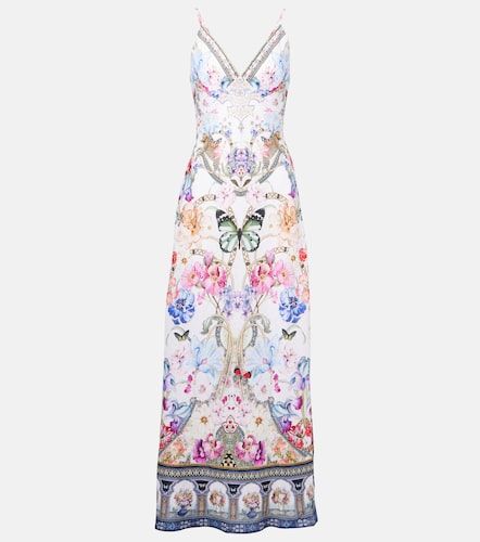Robe imprimée en lin à cristaux - Camilla - Modalova