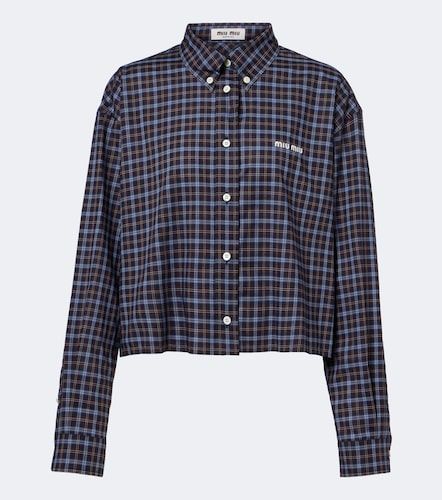 Chemise courte en coton à carreaux - Miu Miu - Modalova