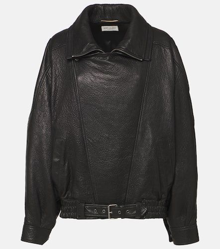 Veste bomber oversize en cuir - Saint Laurent - Modalova