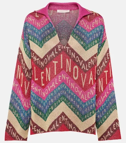 Pull en intarsia de soie à logo - Valentino Garavani - Modalova