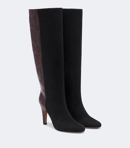 Bottes en daim et cuir façon serpent - Ferragamo - Modalova