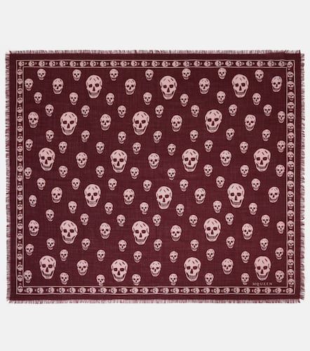 Foulard Skull en soie à franges - Alexander McQueen - Modalova