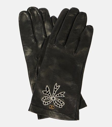 Gants VLogo Signature brodés en cuir - Valentino Garavani - Modalova