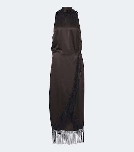 Robe longue Lula en soie à franges - SIR - Modalova