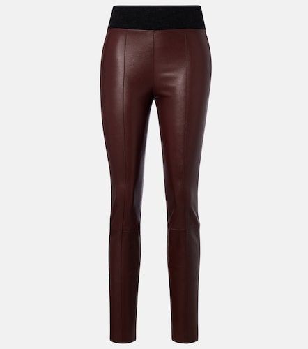 Pantalon slim en cuir à finitions en laine - Brunello Cucinelli - Modalova