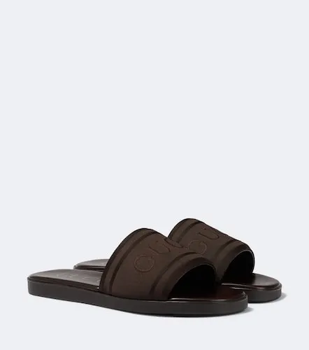 Mules en toile et cuir à logo - Gucci - Modalova