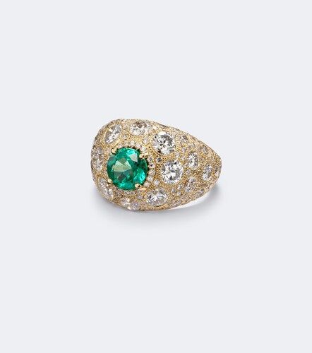 Bague en or 18 ct, diamants et émeraude - Suzanne Kalan - Modalova