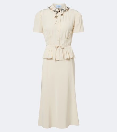 Robe midi en crêpe de soie à ornements - Prada - Modalova