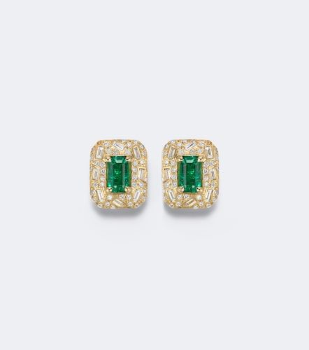 Boucles d'oreilles Halo Portrait en or 18 ct, diamants et émeraudes - Suzanne Kalan - Modalova
