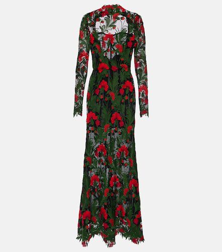 Robe longue en dentelle à fleurs - Oscar de la Renta - Modalova