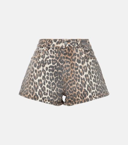Short en jean à motif léopard - Ganni - Modalova