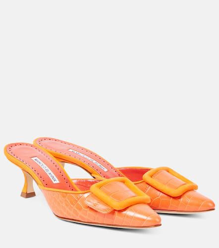 Mules Maysalebi 50 en cuir embossé - Manolo Blahnik - Modalova