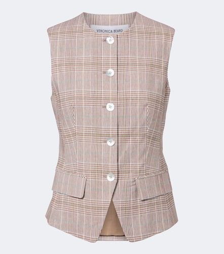 Gilet Lois en coton et lin mélangé à carreaux - Veronica Beard - Modalova