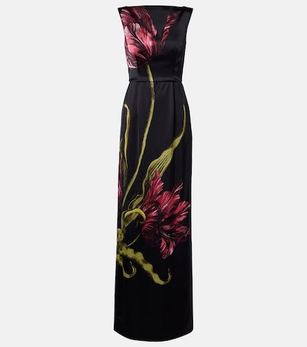 Robe longue en satin à fleurs - Erdem - Modalova