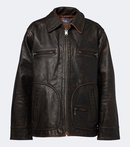 Veste oversize en cuir - Polo Ralph Lauren - Modalova