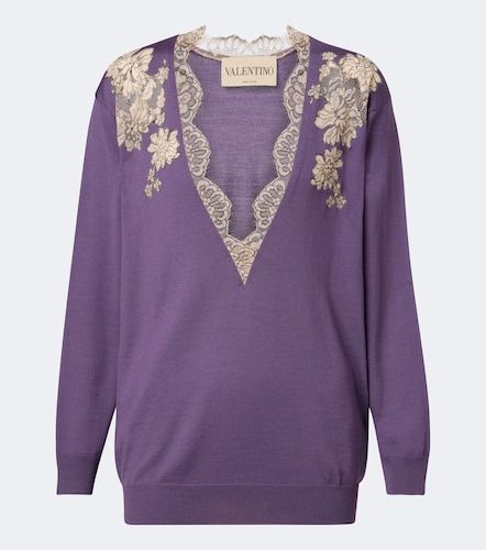 Pull en laine vierge à dentelle - Valentino Garavani - Modalova