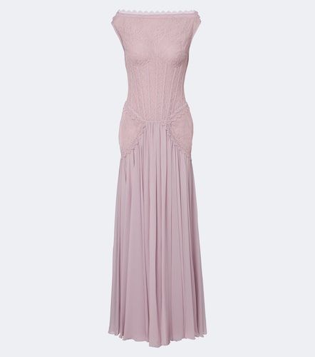 Robe longue en soie mélangée et dentelle - Georges Hobeika - Modalova