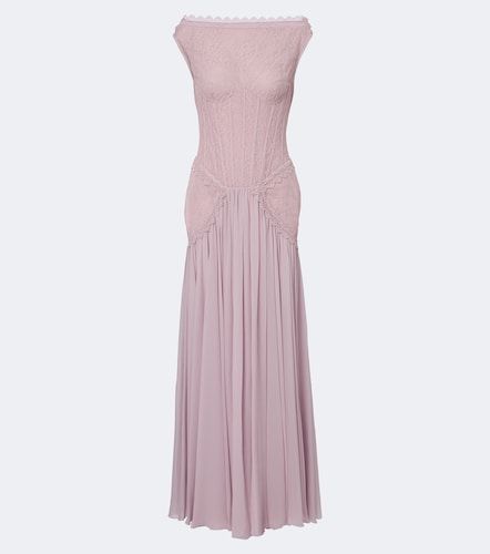 Robe longue en soie mélangée et dentelle - Georges Hobeika - Modalova