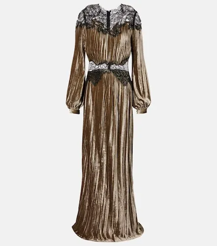 Robe longue Senna en velours et dentelle - Costarellos - Modalova