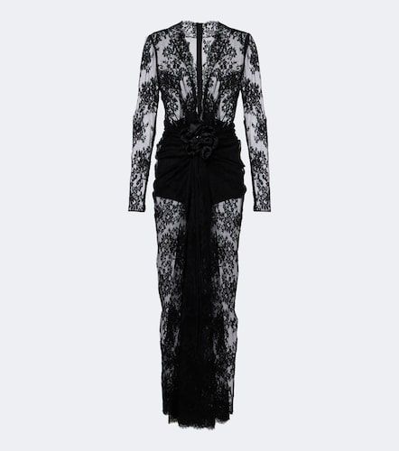 Robe longue en dentelle de coton mélangé - Dolce&Gabbana - Modalova