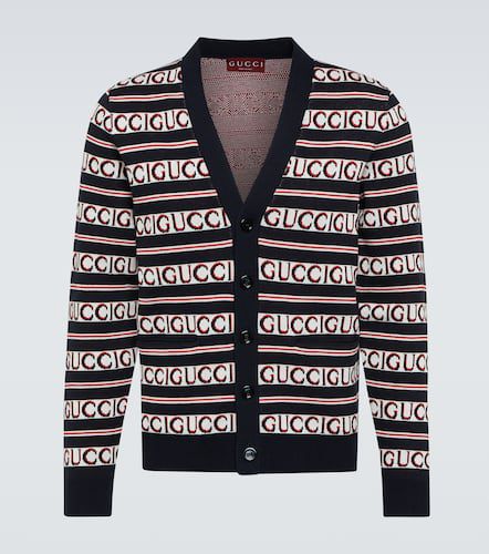 Cardigan en jacquard de coton à logo - Gucci - Modalova
