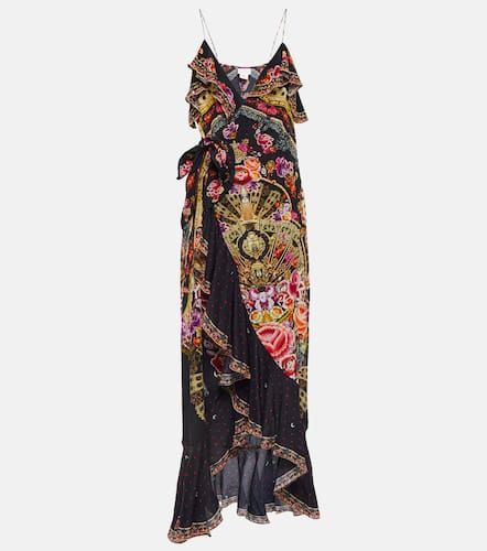Robe midi portefeuille en soie - Camilla - Modalova
