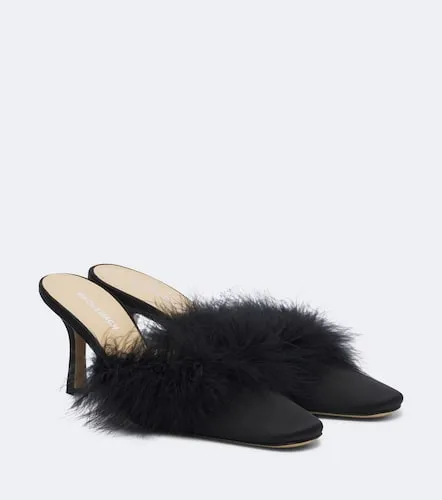 Mules Carolyn en satin à plumes - Mach & Mach - Modalova