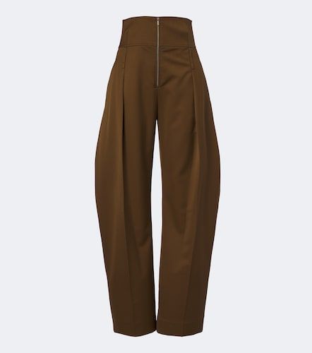 Pantalon tonneau en laine et cachemire - Ferragamo - Modalova