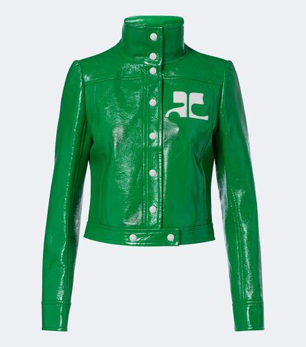 Courrèges Veste courte en vinyle à logo - Courreges - Modalova