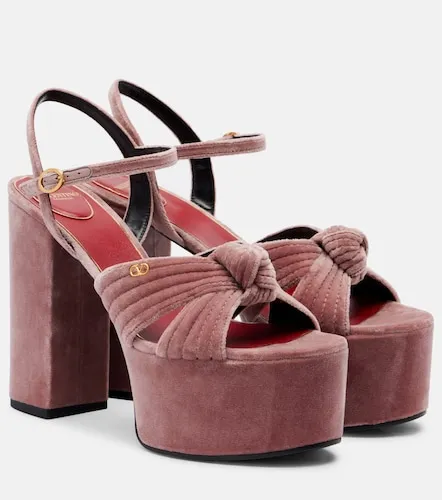 Sandales Crasher à plateau en velours - Valentino Garavani - Modalova