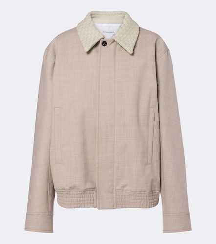 Veste blouson en laine et cuir Intrecciato - Bottega Veneta - Modalova