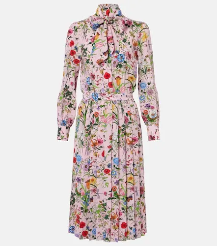 Robe chemise Flora en soie - Gucci - Modalova