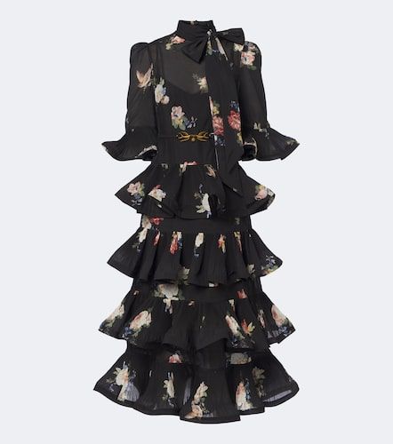 Robe midi à fleurs et volants - Zimmermann - Modalova