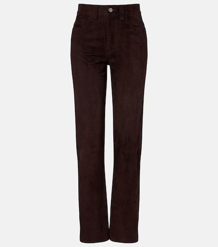 Pantalon droit Callum à taille haute en daim - Khaite - Modalova