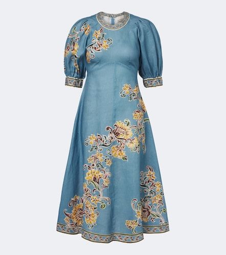 Alémais Robe midi Joan en lin à fleurs - Alemais - Modalova