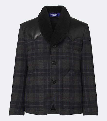 Veste doudoune en tweed de laine et cuir - Junya Watanabe - Modalova