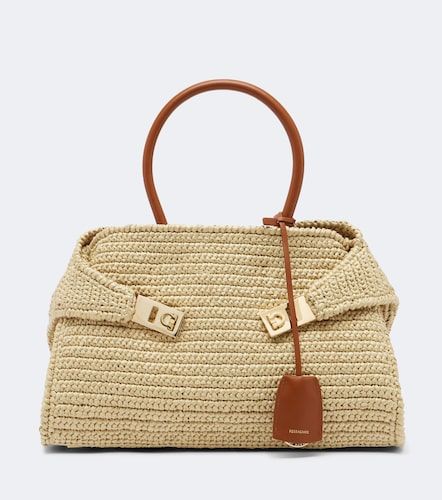 Sac porté épaule Hug Medium en raphia - Ferragamo - Modalova