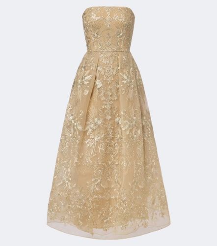 Robe de cocktail en dentelle à fleurs - Elie Saab - Modalova