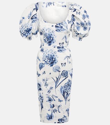 Robe en coton mélangé à fleurs - Oscar de la Renta - Modalova
