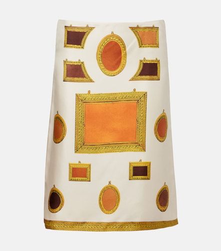 Jupe crayon imprimé en sergé de soie - Versace - Modalova