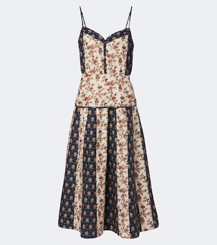 Robe midi en coton et soie à fleurs - Polo Ralph Lauren - Modalova