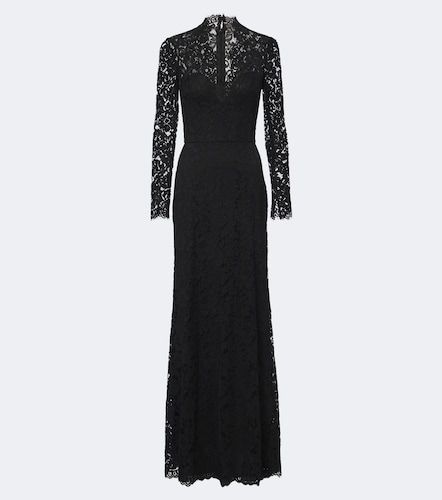 Robe longue bustier en coton mélangé et dentelle - Monique Lhuillier - Modalova