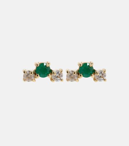 Boucles d'oreilles Dainty Emerald Goddess en or 14 ct, émeraudes et diamants - Stone and Strand - Modalova